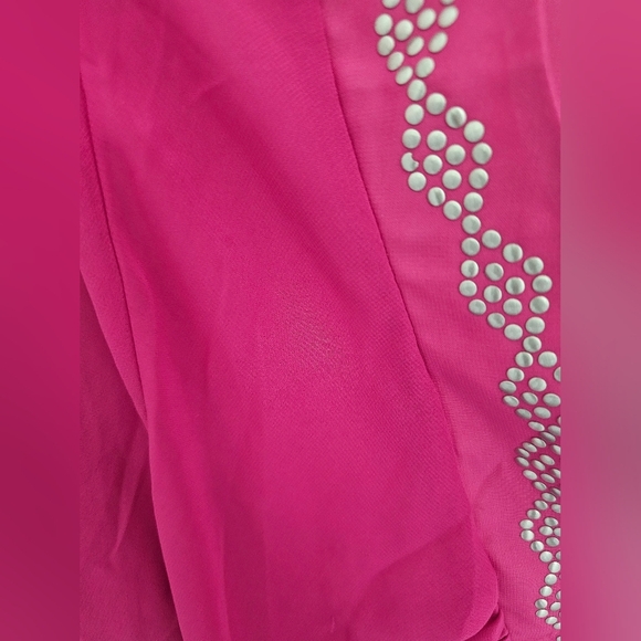 CATALINA Women 1X Tunic Beaded Swimwear Cover-up Pink Deep V Neck Bell - Picture 4 of 9